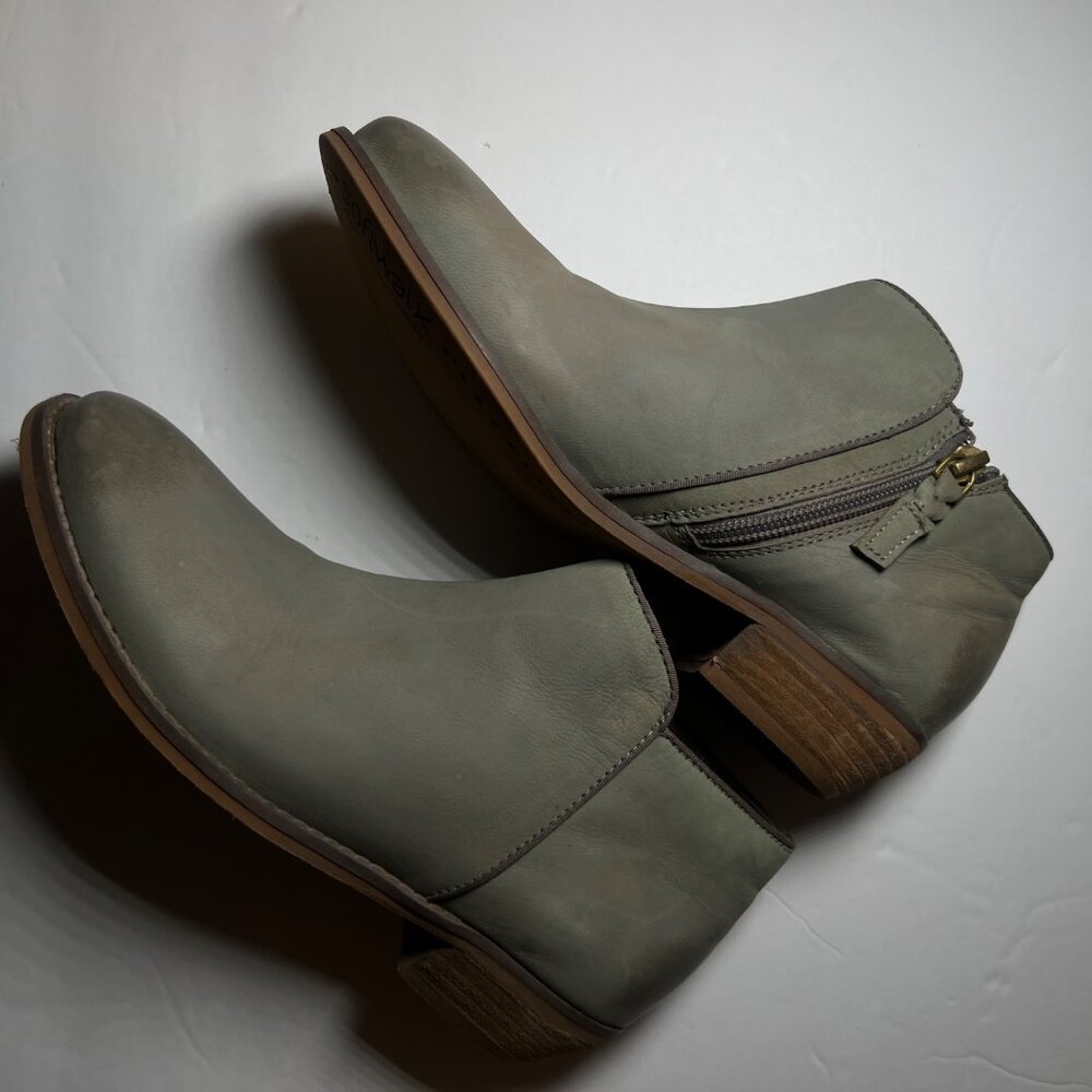 Softwalk Gray Leather Ankle Boots With Side Zipper Womens Size 6M Booties